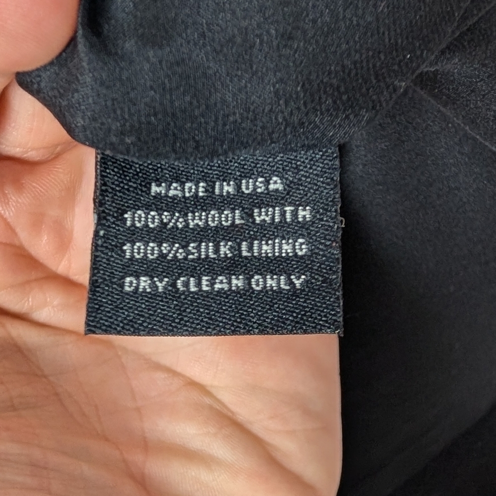 SUNO sz. 4 100% Wool 100% Silk Lined Coat Black Quilted Mixed Media Zip Front - Picture 10 of 13